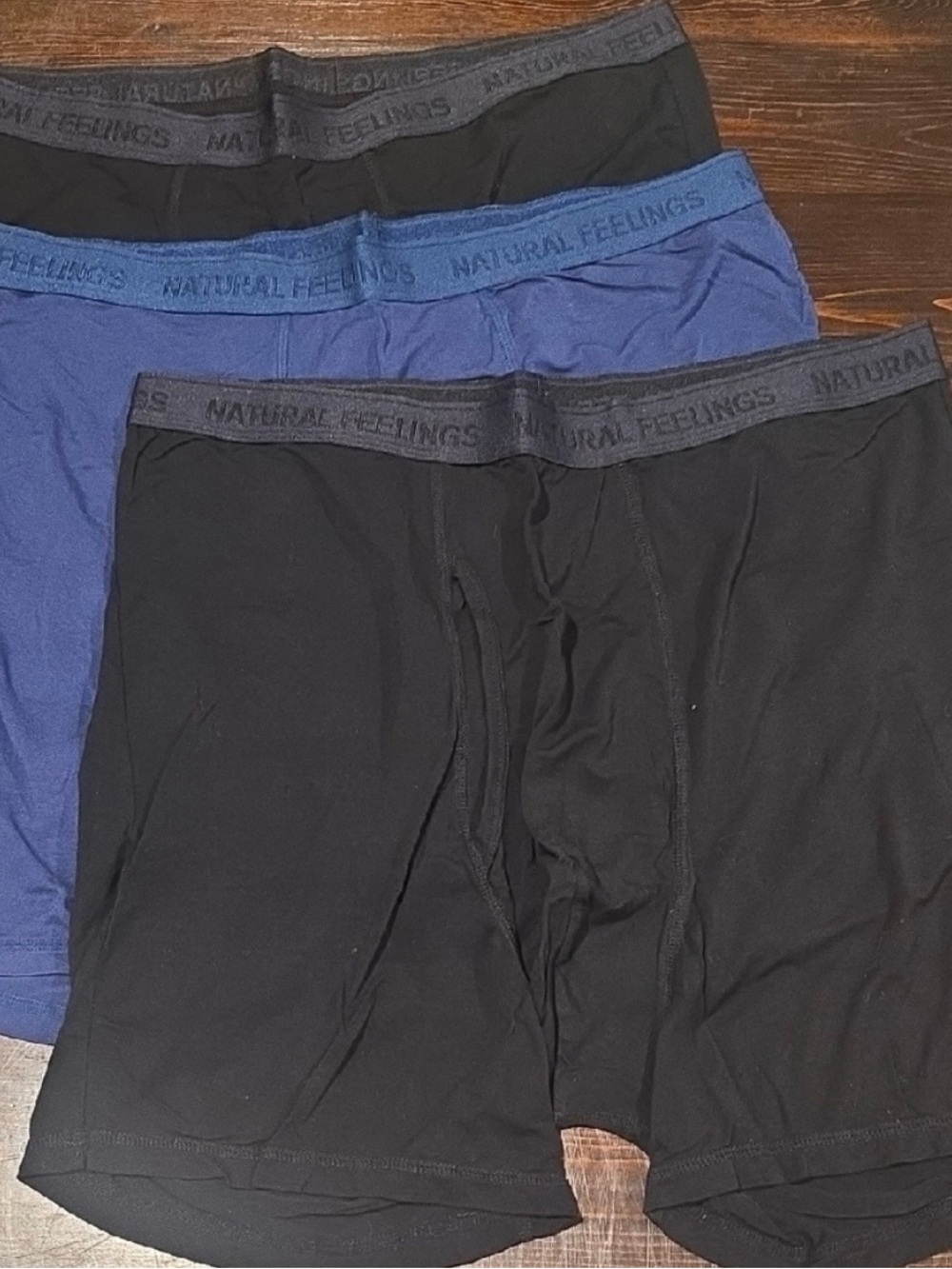 ​Natural Feelings Men's Bamboo Boxer Briefs Set of 3 XL Black Blue